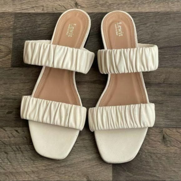Lewit Shoes - Lewit Made in Italy Cream Leather Sandals Sz 38.5
